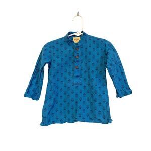 Aryan blue silk kurta pocket and side buttons lightweight shirt Size 1